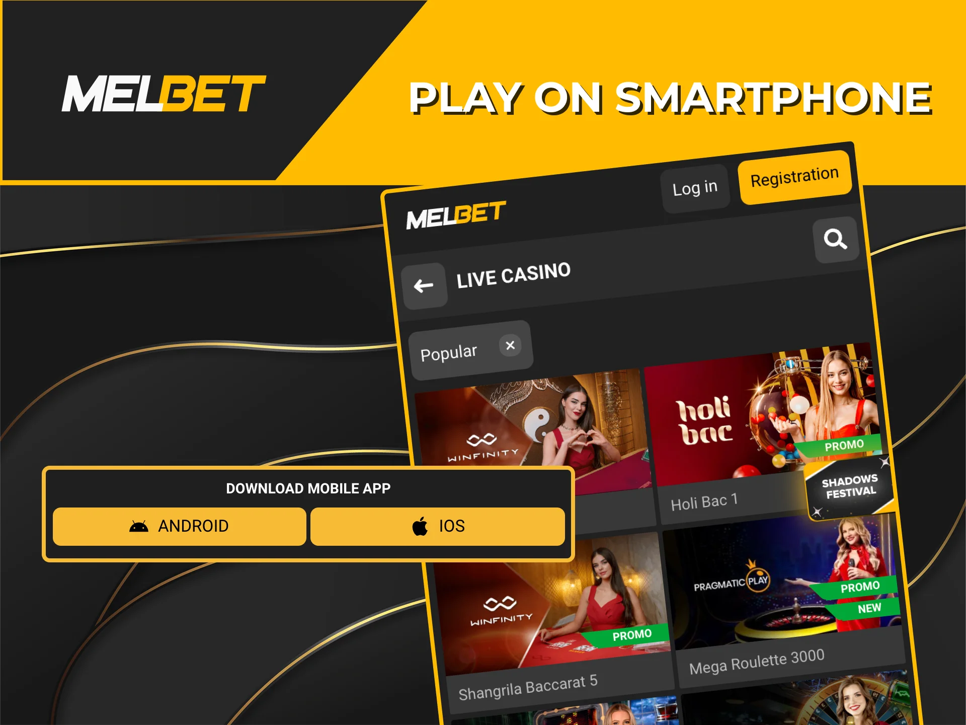 You can play exciting Live Casino games at Melbet anywhere on your smartphone.